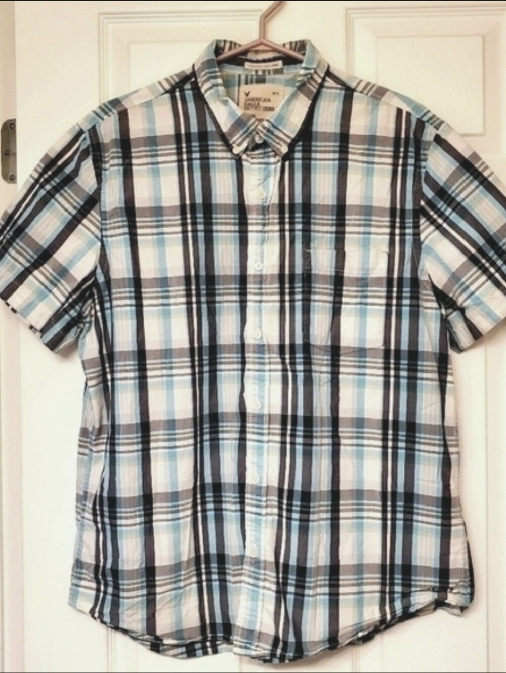 American Eagle Striped Casual Button Down Shirt Vintage Fit Short Sleeves XL